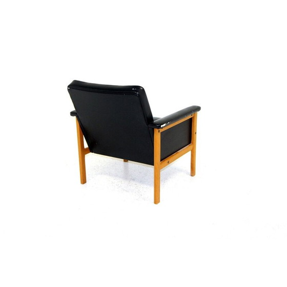 Image 1 of Scandinavische vintage fauteuil in kunstleer, Zweden 1950
