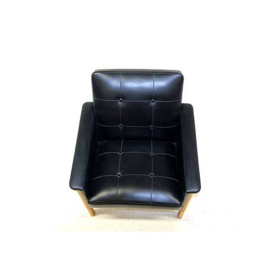 Image 1 of Scandinavische vintage fauteuil in kunstleer, Zweden 1950