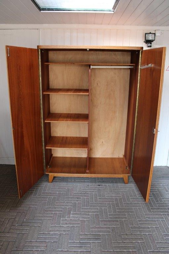 Image 1 of Jaren 20-50 teak houten Kledingkast | Vintage Design Kleding Kast