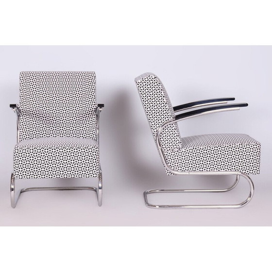 Image 1 of Paar vintage Bauhaus fauteuils in chroomstaal van Mücke Melder, Tsjecho-Slowakije 1930
