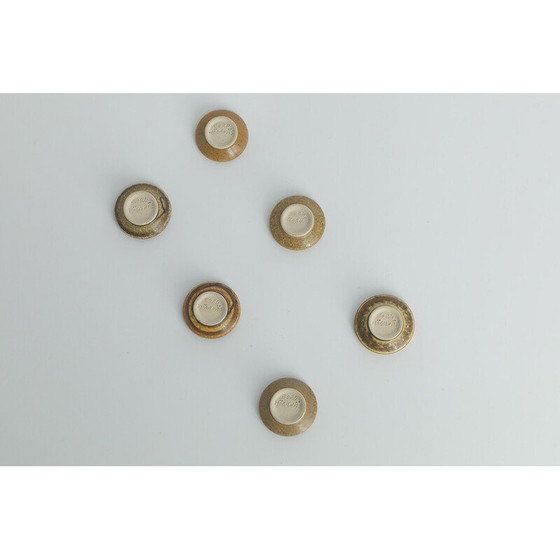 Image 1 of Set van 6 vintage bruine steengoed collectible kommen door Gunnar Borg voor Höganäs Ceramics, Zweden 1960