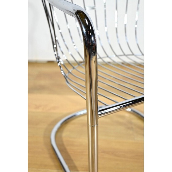 Image 1 of Set van 6 vintage stoelen van verchroomd metaal en draad voor Rima, Italië 1970