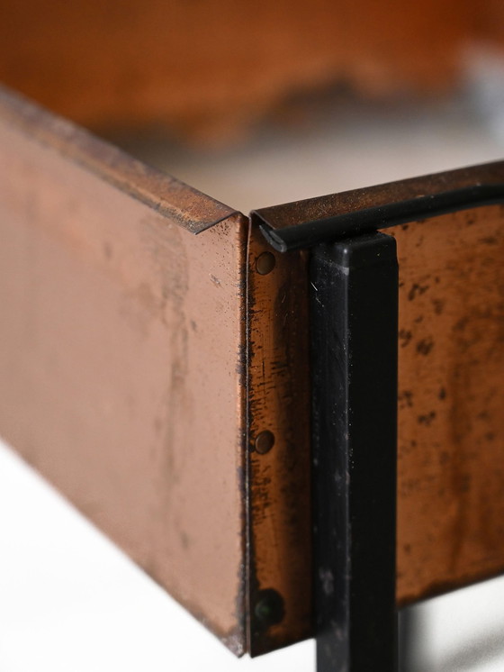 Image 1 of Vintage metalen plantenbak met koperen inzet