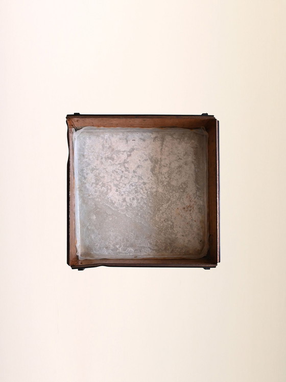 Image 1 of Vintage metalen plantenbak met koperen inzet