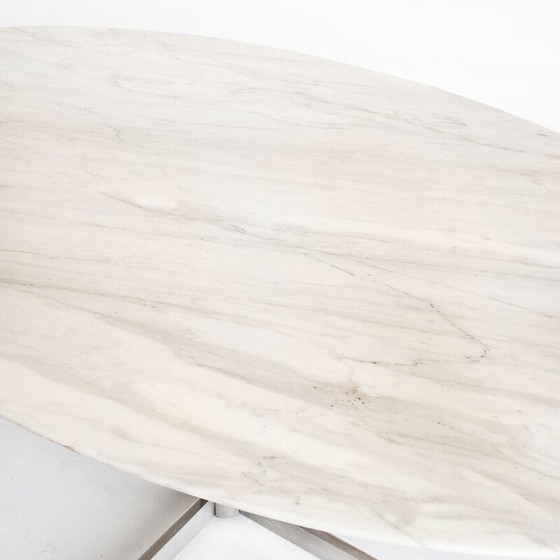 Image 1 of Vintage Roche Bobois tafel in metaal en wit marmer van Florence Knoll, Frankrijk 1960