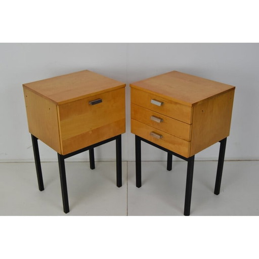 Paar mid-century minimalistische nachtkastjes van Up Zavody Bucovice, Tsjecho-Slowakije 1970s