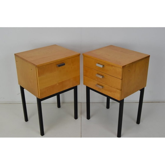 Image 1 of Paar mid-century minimalistische nachtkastjes van Up Zavody Bucovice, Tsjecho-Slowakije 1970s