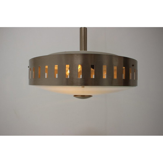 Image 1 of Mid century glazen en metalen hanglamp, Duitsland 1969