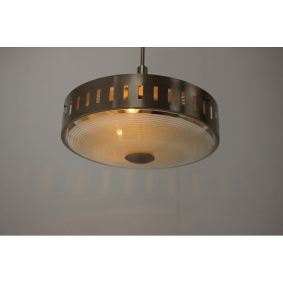 Image 1 of Mid century glazen en metalen hanglamp, Duitsland 1969