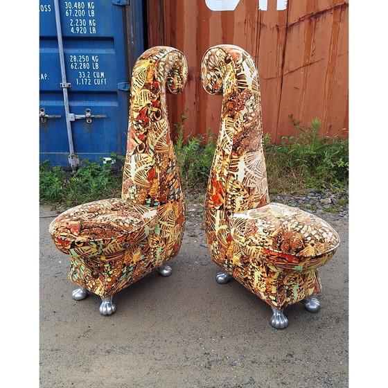 Image 1 of Paar vintage fauteuils in veelkleurig fluweel voor Bretz, Duitsland 1990