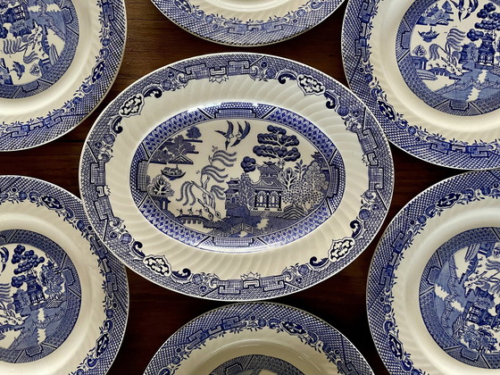 Image 1 of Willow Barrett'S Of Staffordshire Japanse blauw-witte set uit 1970