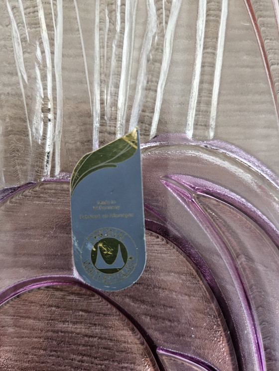 Image 1 of Vintage Veelkleurige West Duitse Glazen Platte Schaal Crocus - Originele Waltherglas 1970