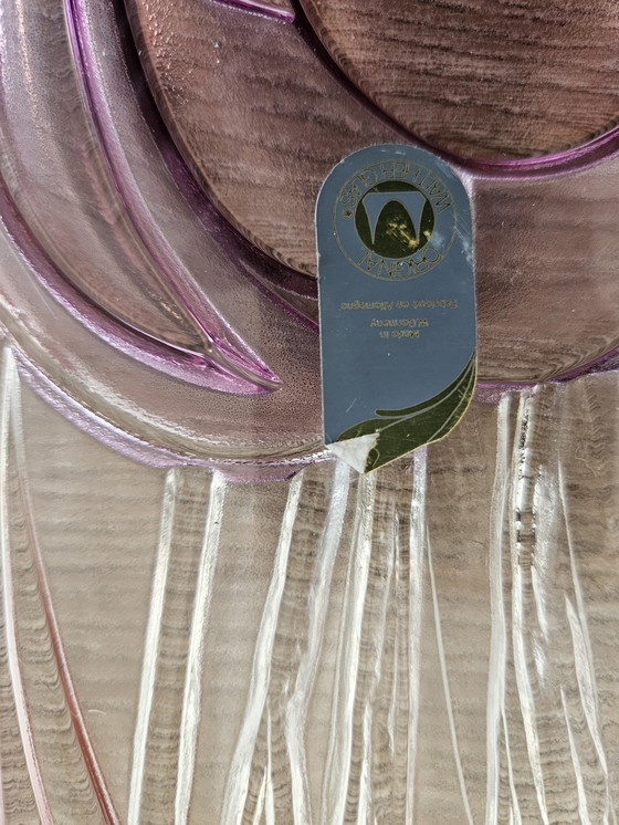 Image 1 of Vintage Veelkleurige West Duitse Glazen Platte Schaal Crocus - Originele Waltherglas 1970