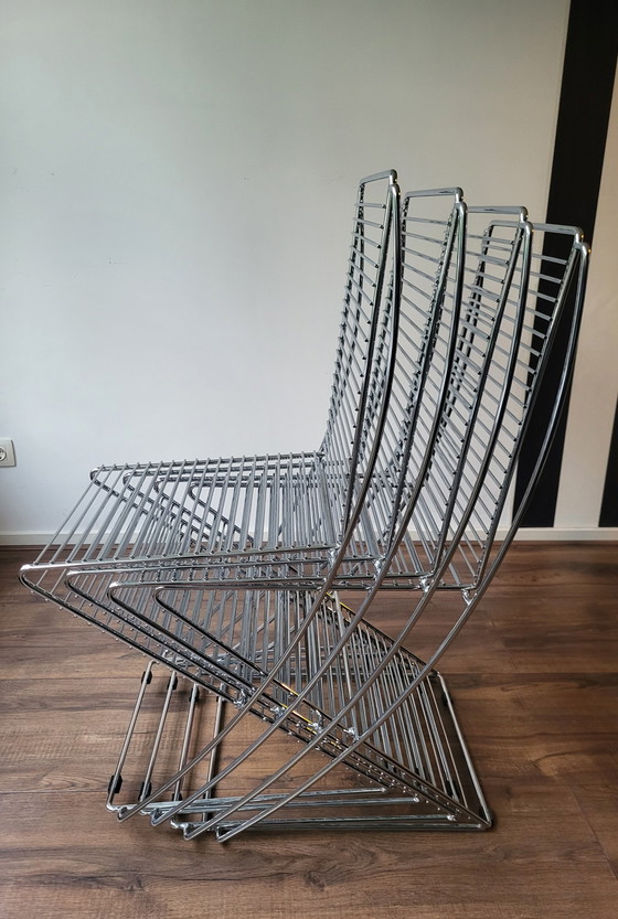 Image 1 of Set Van 4 Wire Chair in style of Till Behrens Jaren '80 