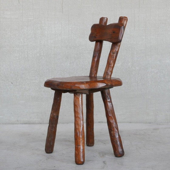 Image 1 of Vintage Brutalistische eikenhouten stoel, België 1950