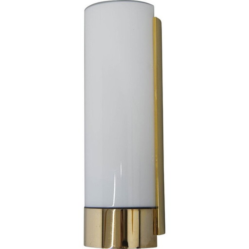Wandlamp van messing en opalineglas voor Glashutte Limburg, 1970