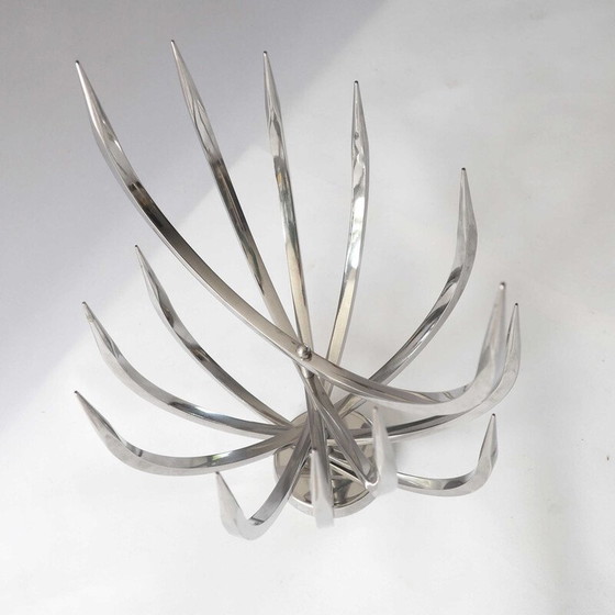 Image 1 of Paar roestvrijstalen kandelaars van Xavier Feal voor Inox Industrie, 1970