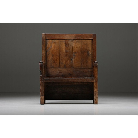 Image 1 of Vintage houten Wabi-Sabi Bidbank met hoge rugleuning, jaren 1880