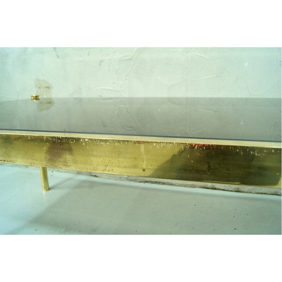 Image 1 of Set van 3 vintage minimalistische salontafels in messing, Italië 1970