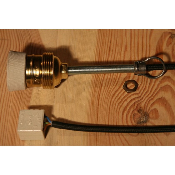 Image 1 of 33 Mi" groen industrieel plaatstalen hanglamp, 1960