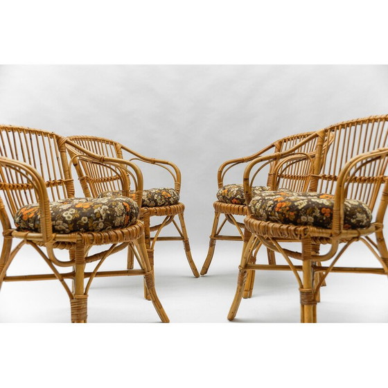 Image 1 of Set van 4 vintage rotan fauteuils, Italië 1960