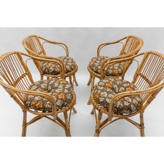 Image 1 of Set van 4 vintage rotan fauteuils, Italië 1960