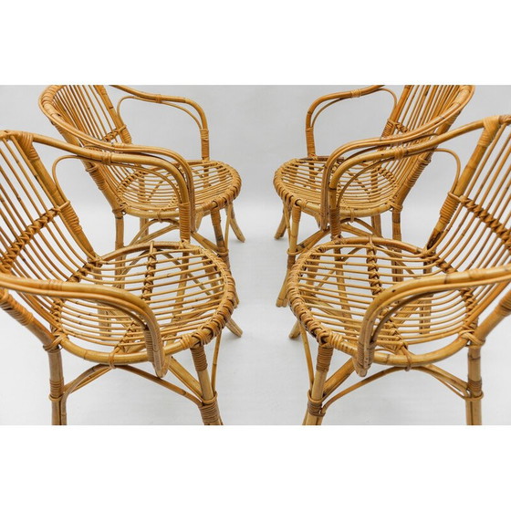 Image 1 of Set van 4 vintage rotan fauteuils, Italië 1960