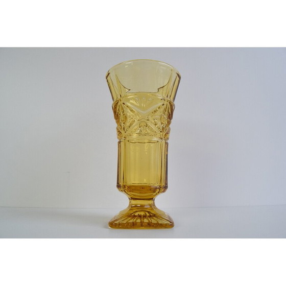 Image 1 of Vintage Art Deco amber glazen vaas, 1940