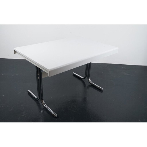 Vintage Space Age uitschuifbare eettafel van metaal en hout, Duitsland 1970