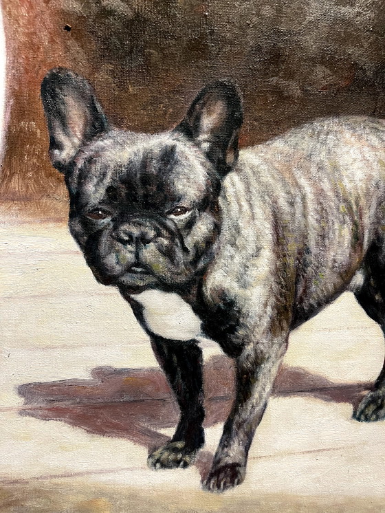 Image 1 of Lin Jin Chun - meisje met Franse bulldog door