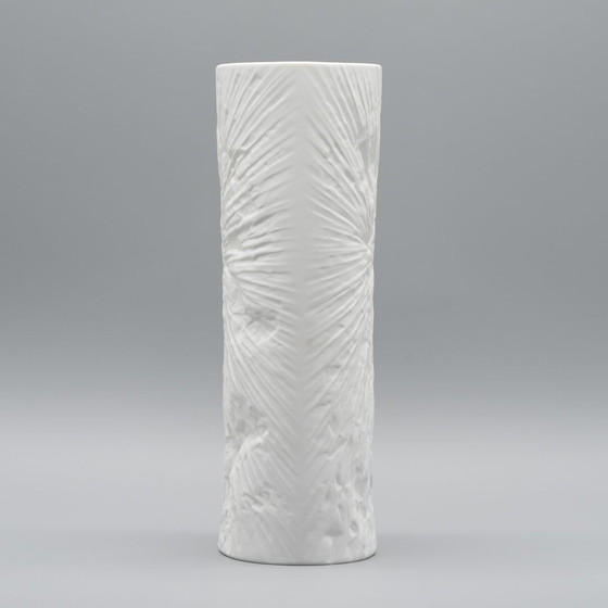 Image 1 of Martin Freyer Rosenthal Studio-Line Bisque porseleinen Op-Art reliëfvaas 25cm