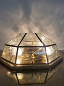 Achthoekige hanglamp Deknudt hollywood regency stijl 1980