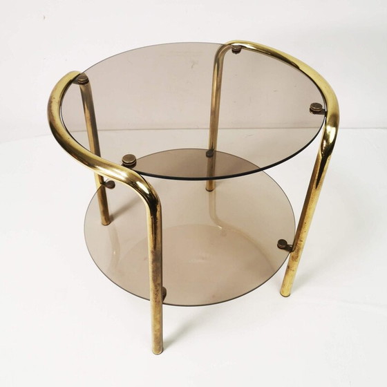 Image 1 of Ronde vintage Bauhaus bijzettafel in messing, Duitsland 1960