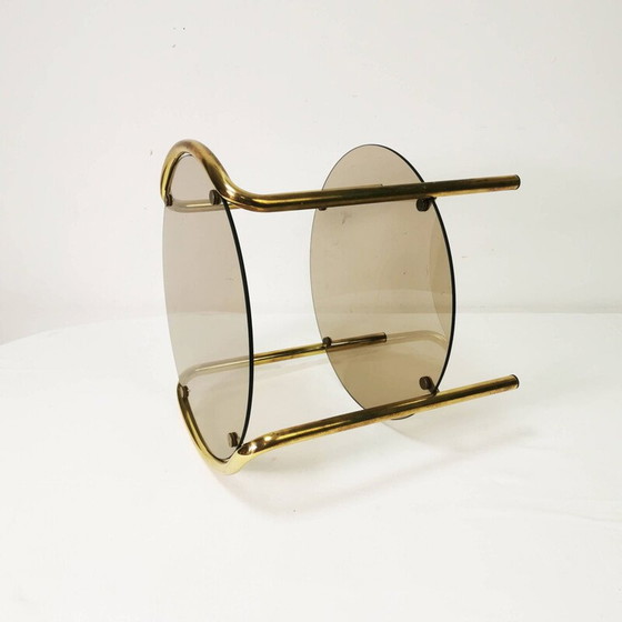 Image 1 of Ronde vintage Bauhaus bijzettafel in messing, Duitsland 1960