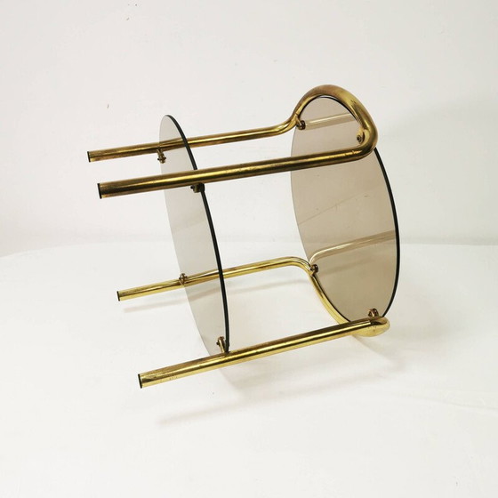 Image 1 of Ronde vintage Bauhaus bijzettafel in messing, Duitsland 1960