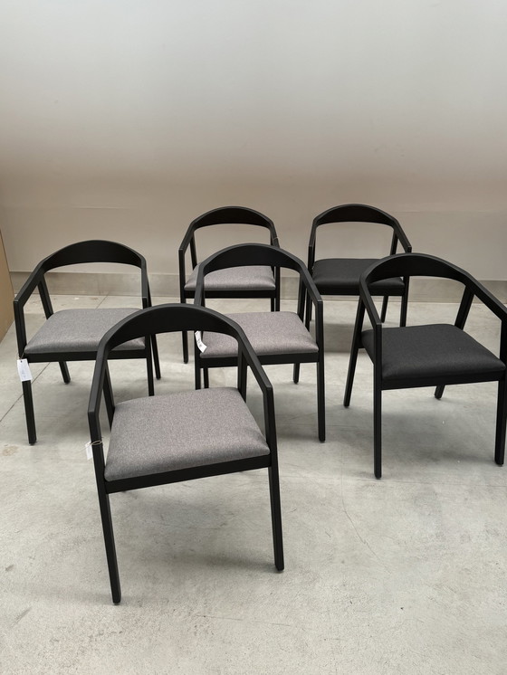 Image 1 of Houten Eetkamerstoelen - Zwart (Showroommodellen) - Set Van 6