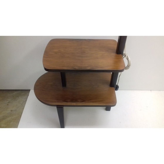 Image 1 of Vintage Art Deco vloerlamp in glas, chroom en hout van Jindřich Halabala, Tsjecho-Slowakije 1940