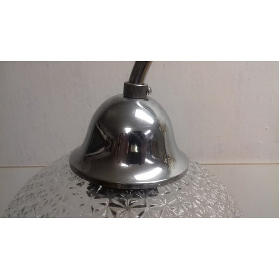 Image 1 of Vintage Art Deco vloerlamp in glas, chroom en hout van Jindřich Halabala, Tsjecho-Slowakije 1940