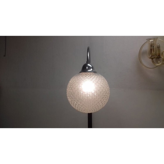 Image 1 of Vintage Art Deco vloerlamp in glas, chroom en hout van Jindřich Halabala, Tsjecho-Slowakije 1940