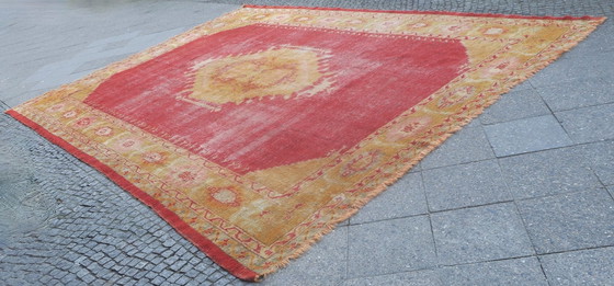 Image 1 of Antiek oversized Oushak tapijt 424 cm x 311 cm, 1890-1910