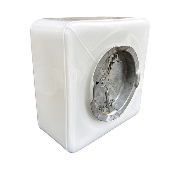 Image 1 of Vintage vierkante wit glazen plafondlamp voor Rudolf Zimmermann, Bamberg, Duitsland 1980