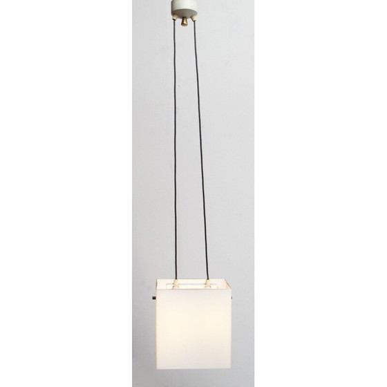 Image 1 of Vintage kubusvormige plafondlamp in opaline 1960