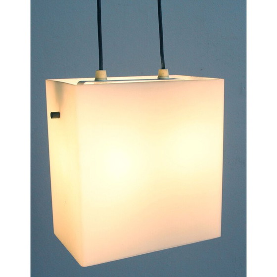 Image 1 of Vintage kubusvormige plafondlamp in opaline 1960