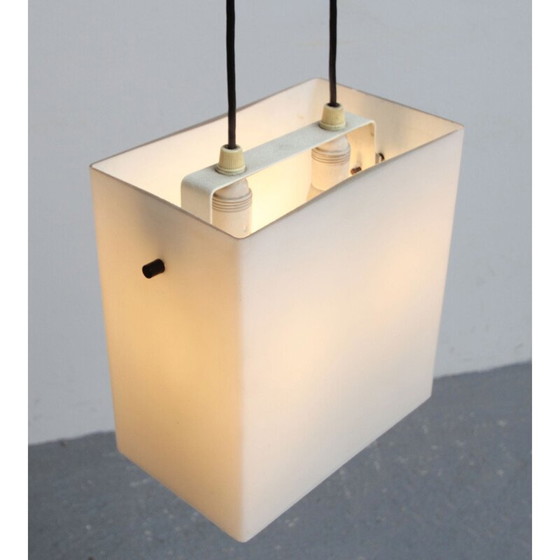 Image 1 of Vintage kubusvormige plafondlamp in opaline 1960