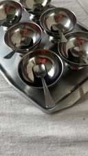 Vintage zilverkleurige RVS coupes nieuw in doos
