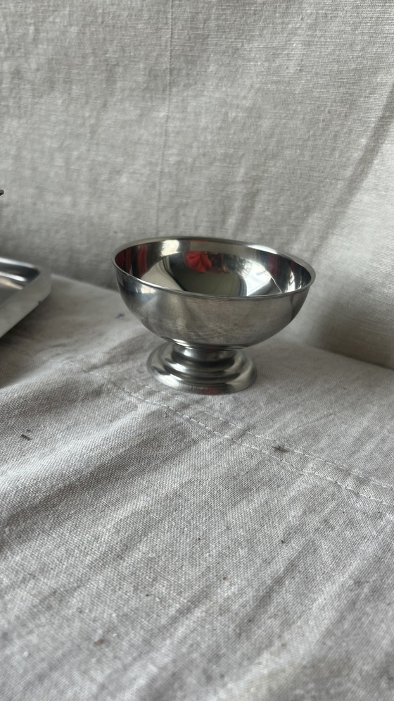 Image 1 of Vintage zilverkleurige RVS coupes nieuw in doos