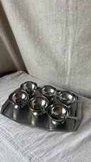 Vintage zilverkleurige RVS coupes nieuw in doos