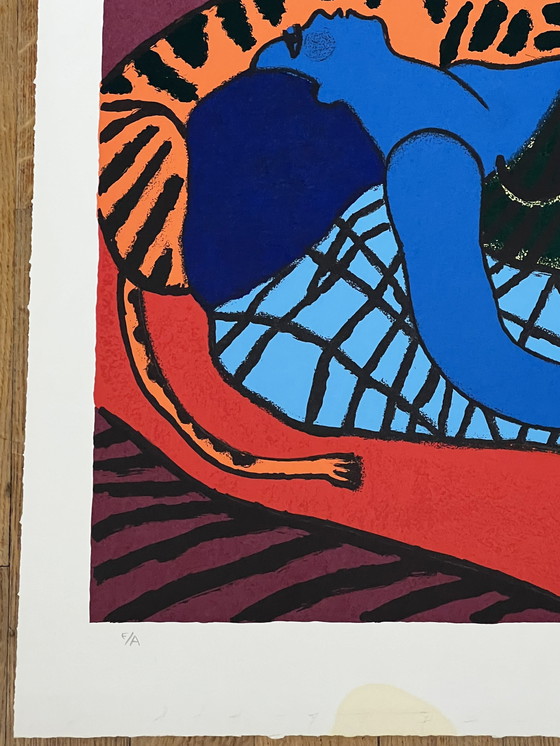 Image 1 of Gesigneerd; Guillaume Corneille Zeefdruk Le Tigre Amoureux 1987 E/A