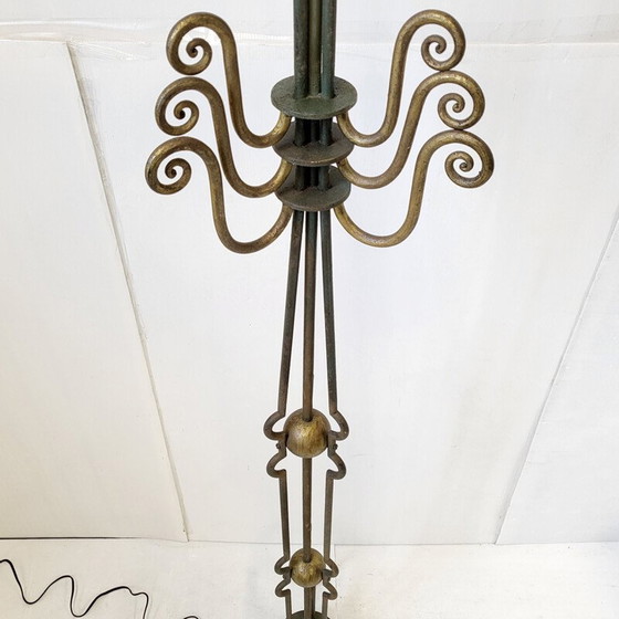 Image 1 of Vintage vloerlamp van staal en hout, 1940