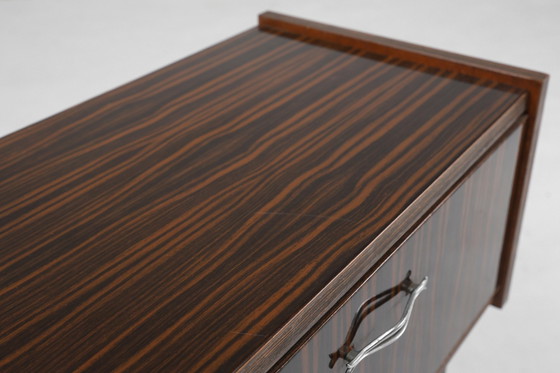 Image 1 of Vintage nachtkastje in hout met chromen details, België 1960